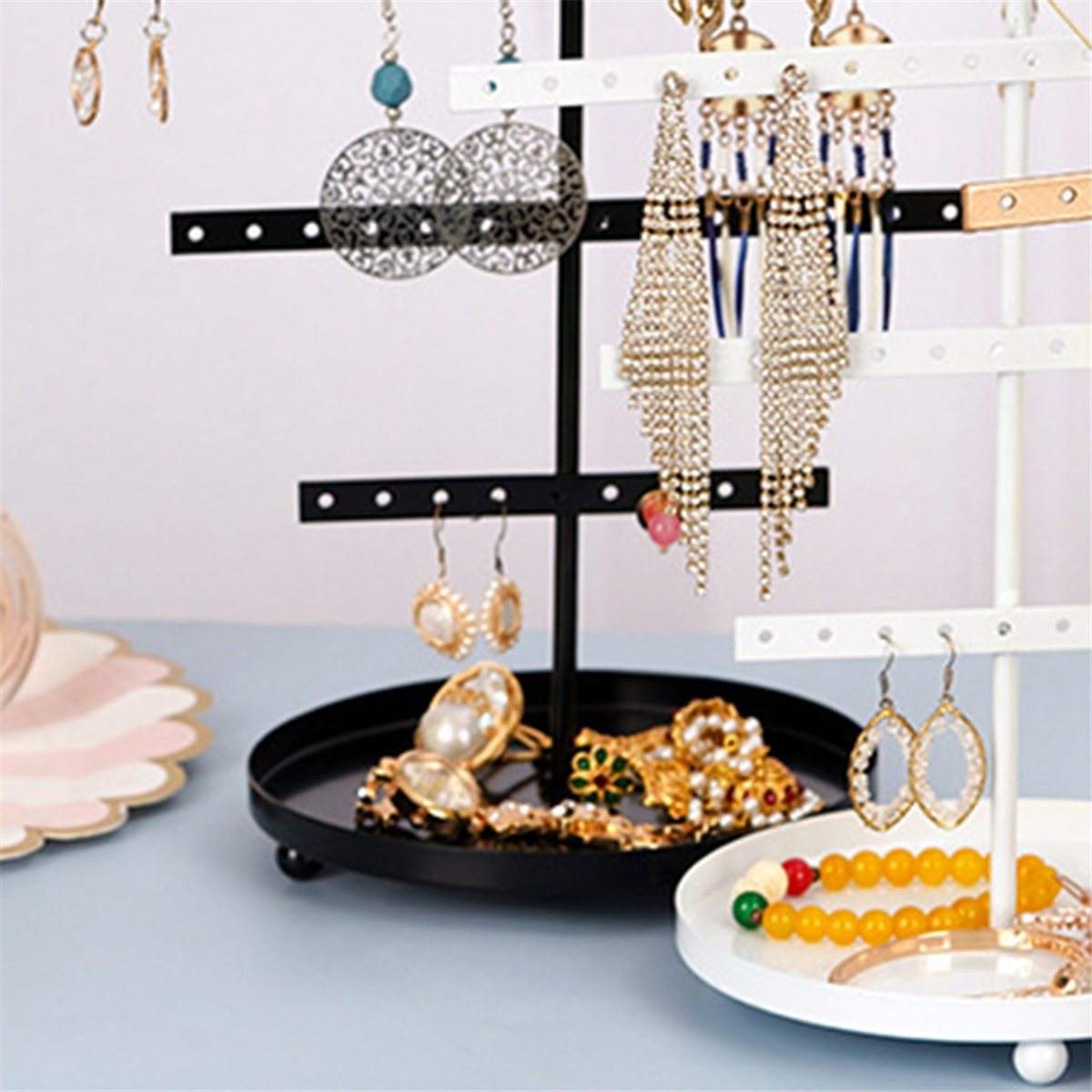 Jewelry & Watches Bench - ABQR Black 3-Layer Simple Earring Storage