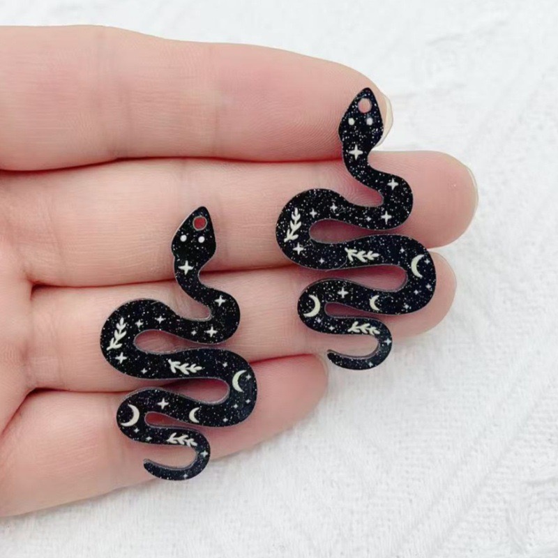 Jewelry & Watches Bench - 10pcs Acrylic Moon Pattern Black Snake
