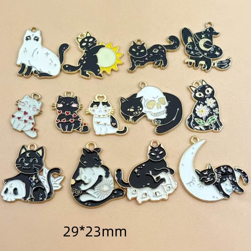 Jewelry & Watches Bench - 10pcs Original Alloy Enamel Black Cat