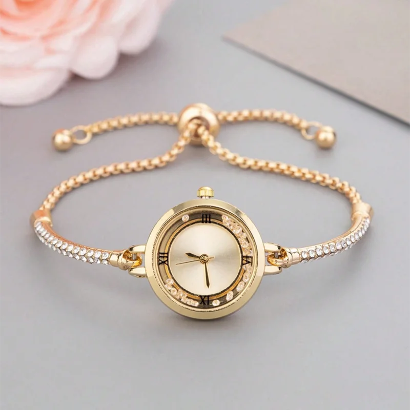 Jewelry Diamond Watches - 1pc-Girls' Watch with Small Diamond Inlaid