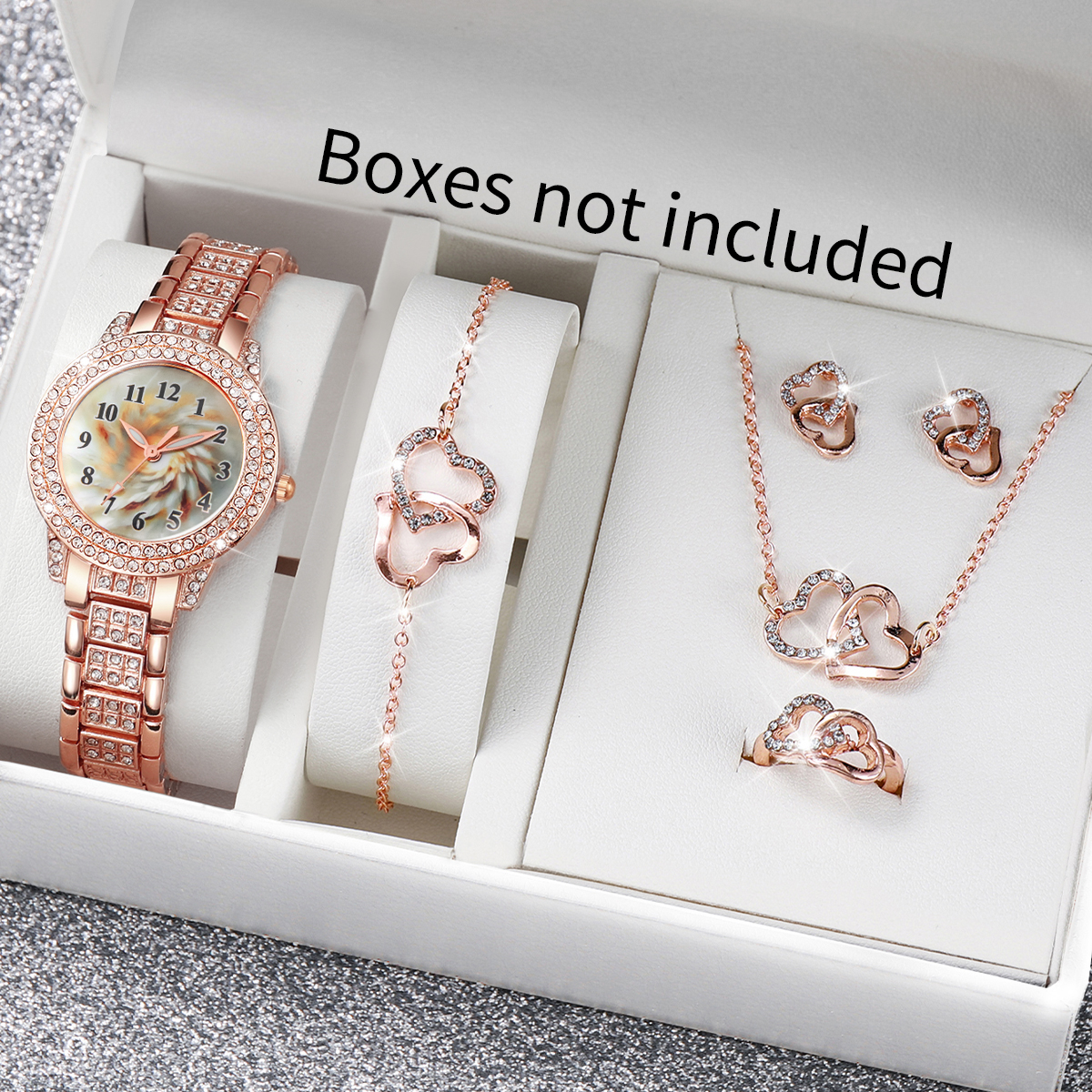 6PCS Luxury Rhinestone Women Q – Mystery Jewelry Jar Watches recenzja i cena