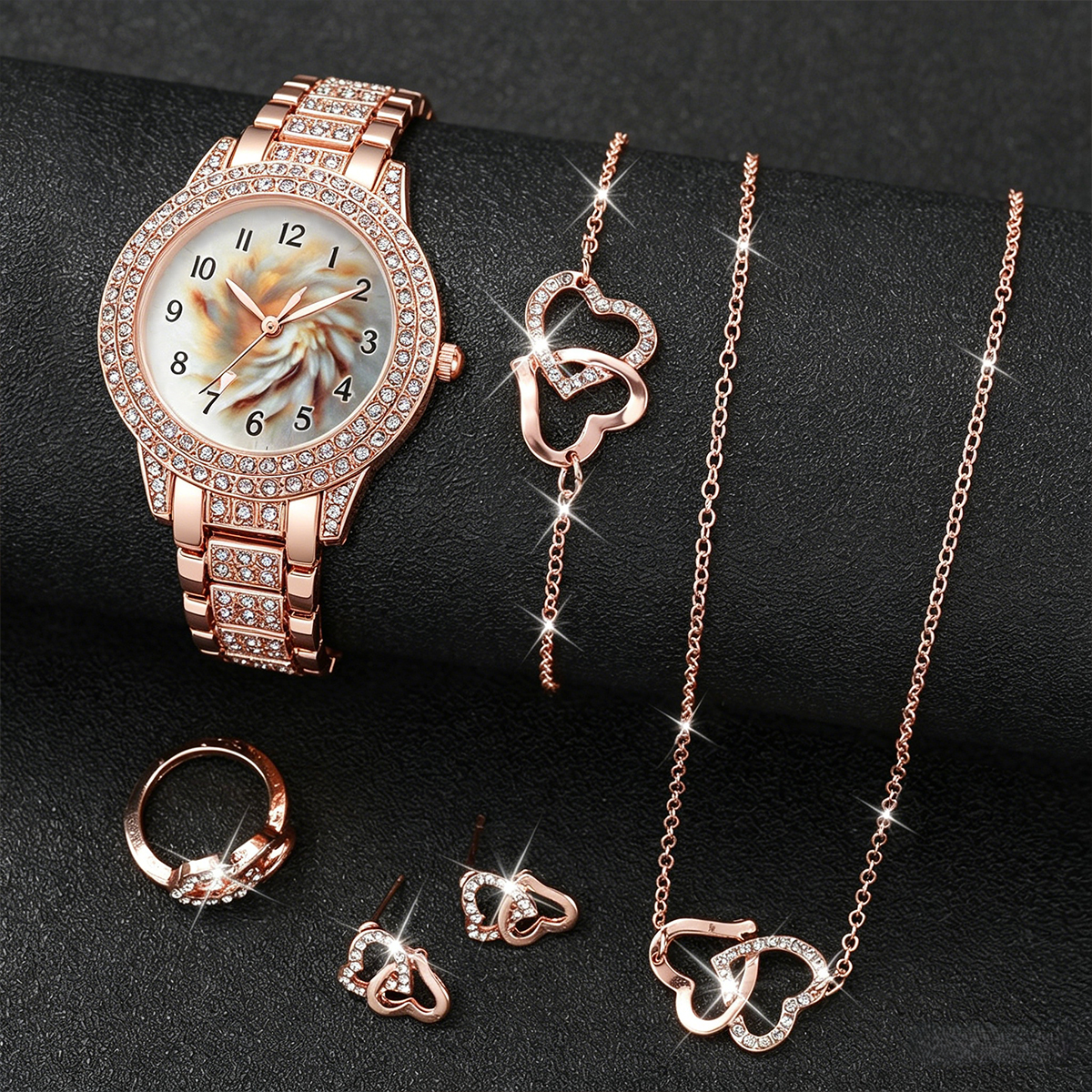 6PCS Luxury Rhinestone Women Q – Mystery Jewelry Jar Watches recenzja i cena