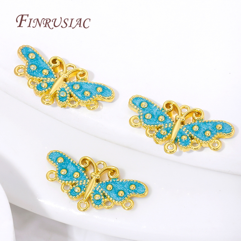 18K Gold Plated Blue Enamel Bu – Butterfly Pendant Necklace recenzja i cena