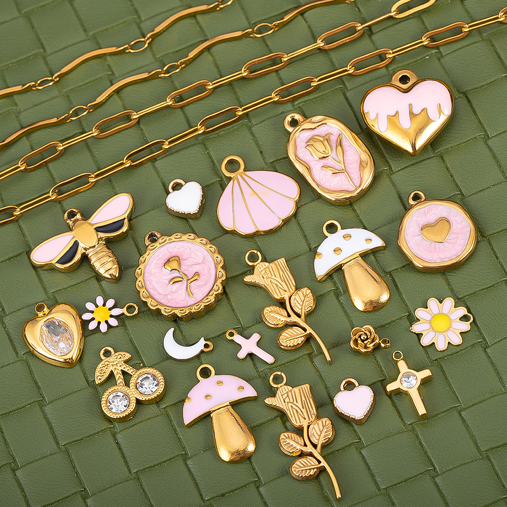 2pcs Gentle Pink Enamel Stainl – Butterfly Pendant Necklace recenzja i cena