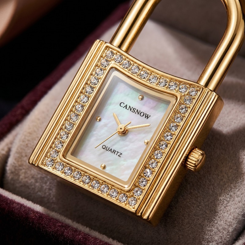 Gold Lock-Shaped Women's Watch – Jewelry Diamond Watches recenzja i cena