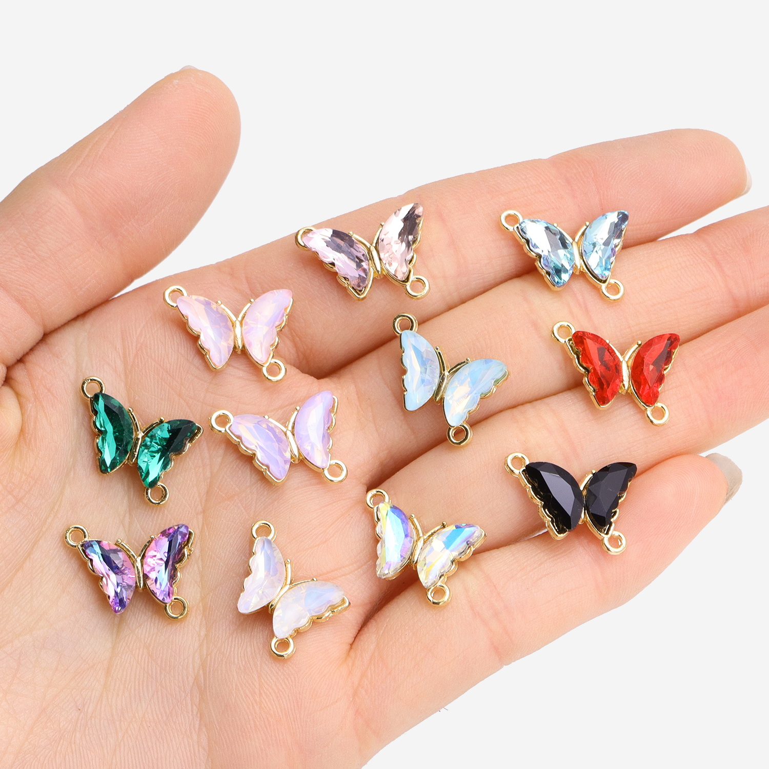 10Pcs Crystal Glass Butterfly  – Butterfly Pendant Necklace recenzja i cena