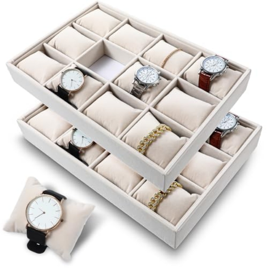 2 Pcs Beige Velvet Jewelry Org – Jewelry Bracelet Watches recenzja i cena