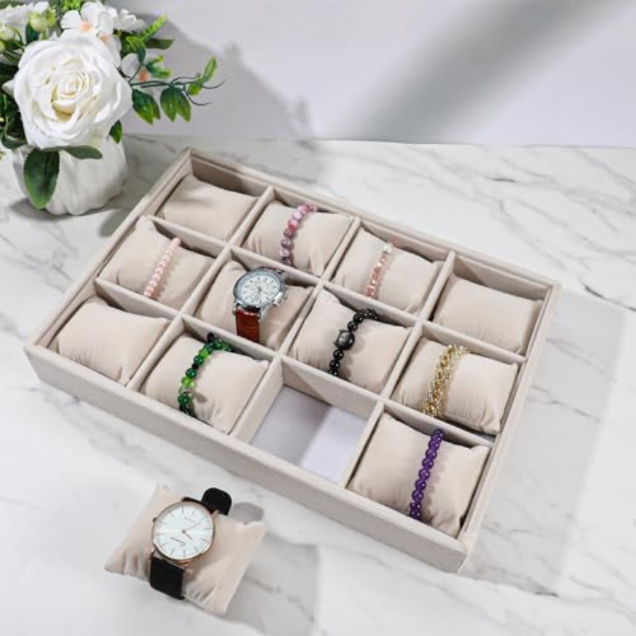 2 Pcs Beige Velvet Jewelry Org – Jewelry Bracelet Watches recenzja i cena