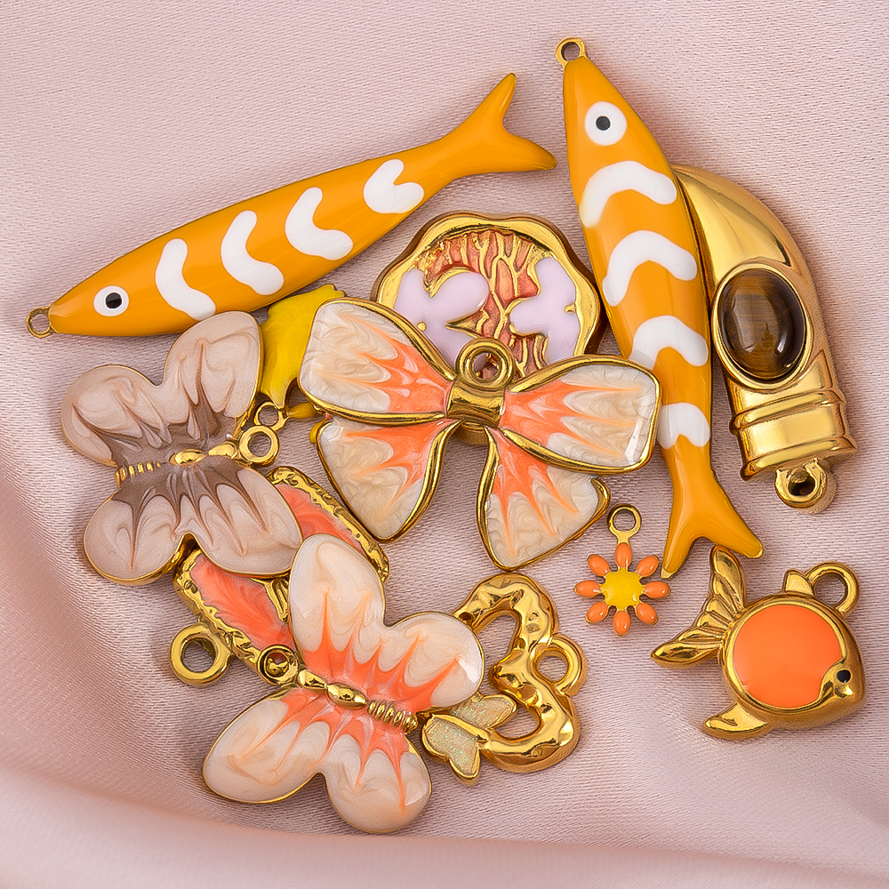 2pcs Stainless Steel Enamel Or – Butterfly Pendant Necklace recenzja i cena