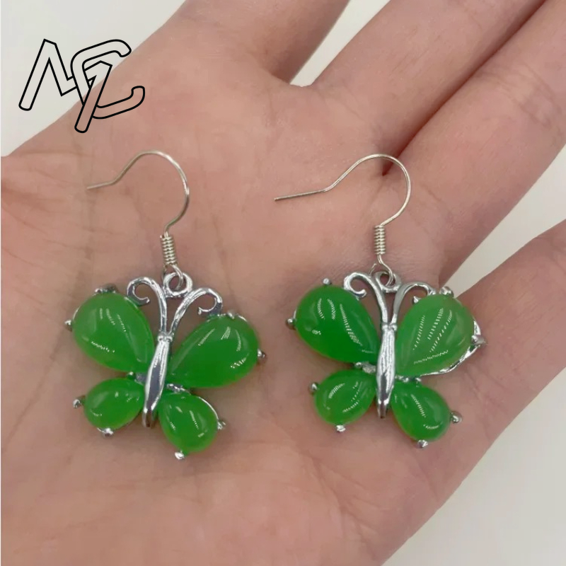 S925 Silver Green Jade Butterf – Butterfly Pendant Necklace recenzja i cena