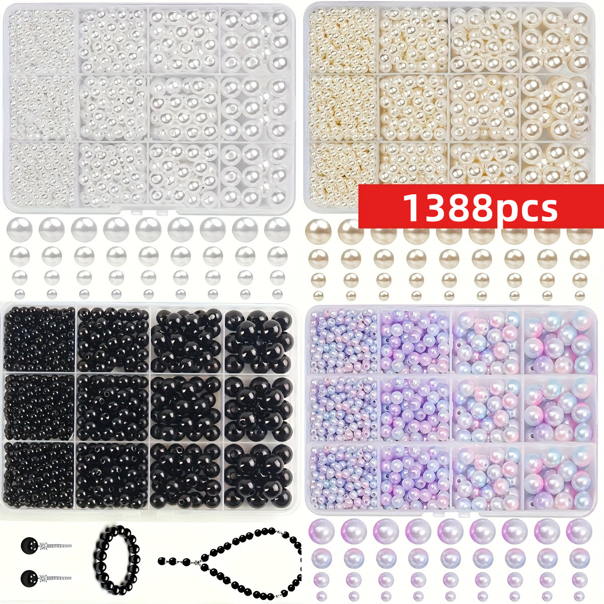 1388pcs 4/6/8/10mm  Black, whi – Fine Jewelry & Watches Photos recenzja i cena