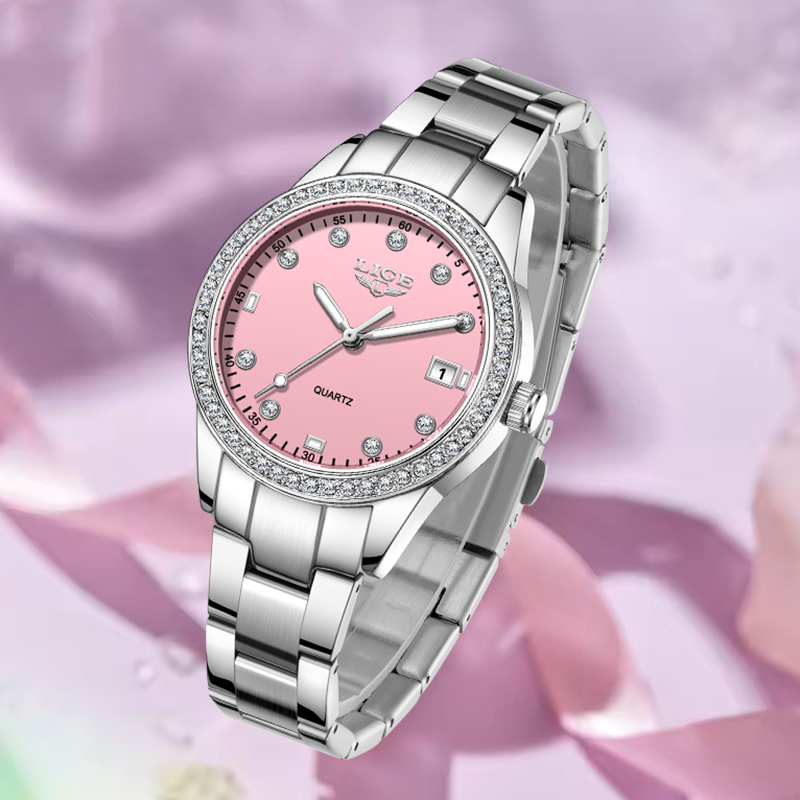 LIGE Creative Pink Dial Diamon – Jewelry Diamond Watches recenzja i cena